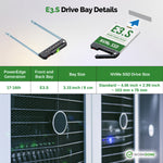 E3.S drive bay details with NVMe SSD and server hardware.
