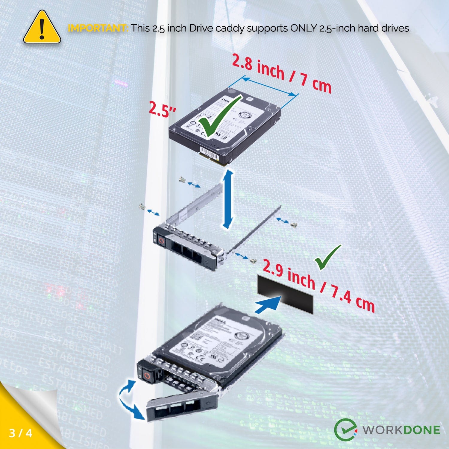 WORKDONE 4-Pack 2.5-inch Hard Drive Caddy DXD9H - Fast Installation